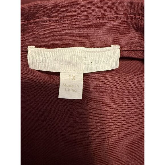 Adyson Parker Burgundy Roll Tab Button‎ Front Blouse Size 1X - Picture 4 of 5